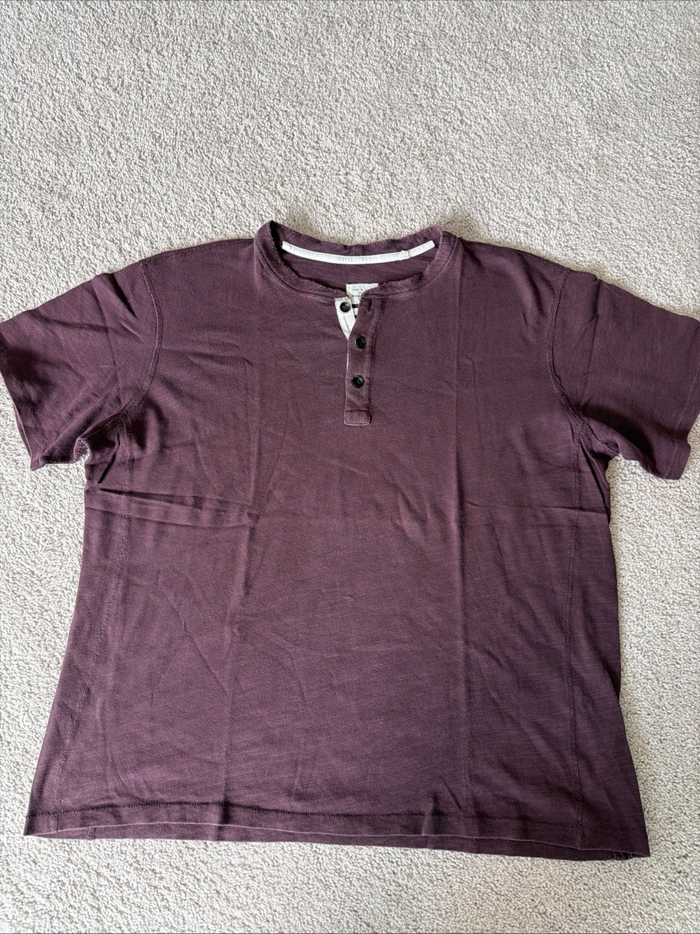 Rag & Bone Henley Short Sleeve T-Shirt Burgundy Solid Button Men’s Size XL